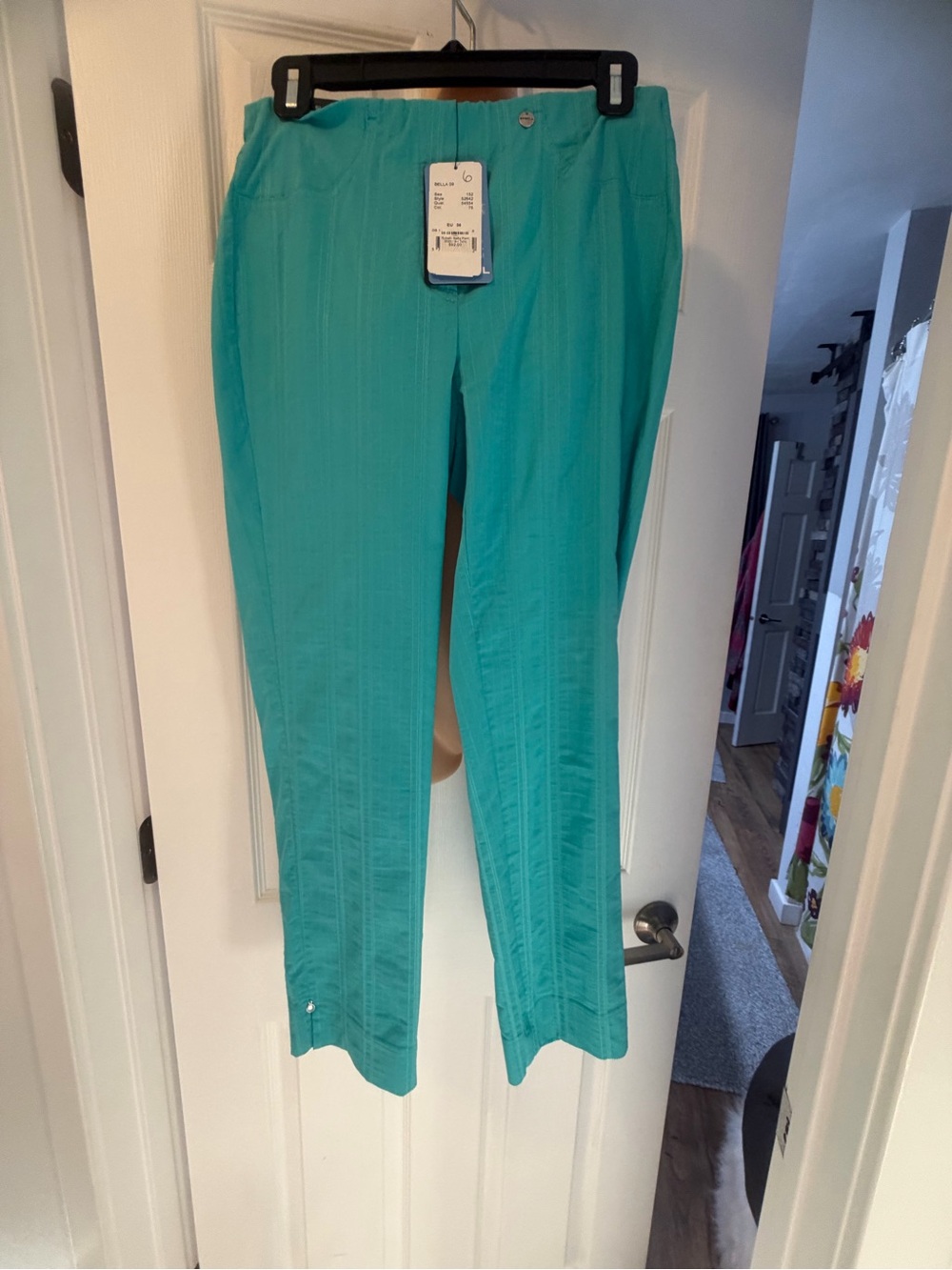 Robell Teal Cropped Straight-Leg Pants